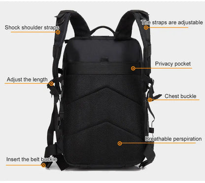 50L Tactical Backpack Men's Travel Large Capacity Rucksacks Men Waterproof Outdoor Sports Multi-functional Bags - Smarsty