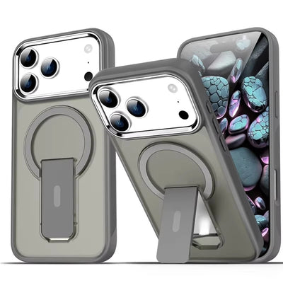 Luxury For Magsafe Phone Case For iPhone 17 Pro Max Air Magnetic Wireless Charge Folding Stand Holder Matte Cover Cases