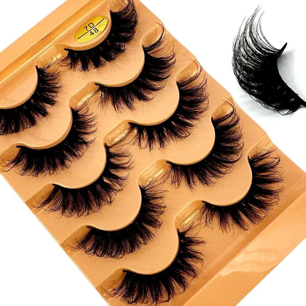 3D Natural Cat Eye False Eyelashes Fluffy Soft 5 Pairs - Smarsty