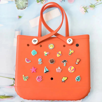 18pcs Lovely Bogg Bags Accessories Rubber Summer Decoration Women Beach Bag Tote Handbag Random Pairing Decorative Buckles Inser