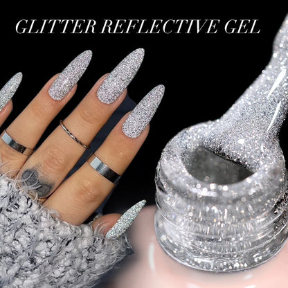 UR Sugar 15ml Silver Reflective Gel Polish for Sparkling Nails - Smarsty