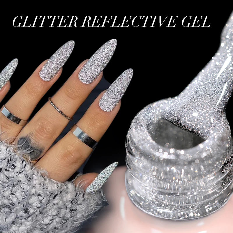 UR Sugar 15ml Silver Reflective Gel Polish for Sparkling Nails - Smarsty