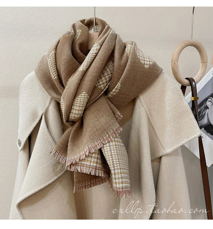 Double Side Cashmere Scarf Warm Thickened Winter Wrap - Smarsty