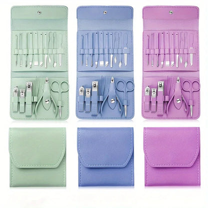 16 Piece Professional Nail Clippers Set with Travel Case - Smarsty