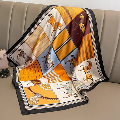 Silk Square Scarf for Women Sun Protection Luxury Shawl - Smarsty
