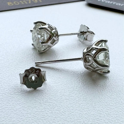 Moissanite Stud Earrings Sterling Silver VVS D Sparkle - Smarsty