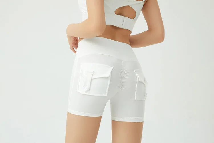 Peach Butt Fitness Shorts Women's Exercise Three-Quarter Pants Cargo Air Dry Pocket Yoga  Tight  Lift Summer - Smarsty