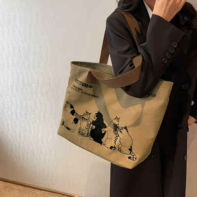 Womens Canvas Tote Bag Durable Spacious Zipper Closure - Smarsty