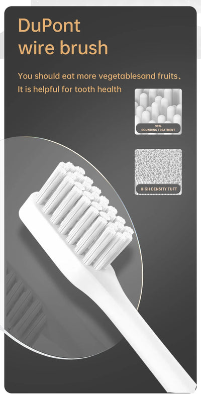 Jianpai Black White Acoustic Electric Toothbrush with USB Charging - Smarsty