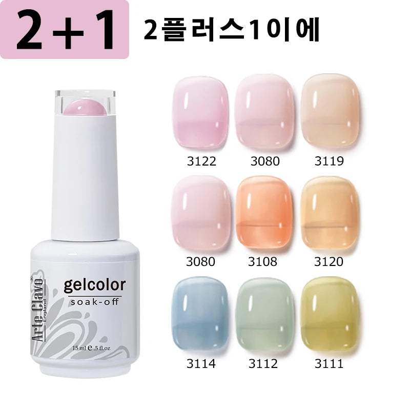 Arte Clavo 3pcs Nude Pink Jelly Gel Polish Set - Smarsty