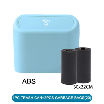 Car Trash Can (with Lid) Contains 60 (300) Garbage Bags, Small Car Trash Can, Leak-proof Mini Car Accessories - Smarsty