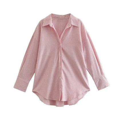 MUJER Women Shirt Multicolour Button Up Shirt Women Summer Long Sleeve Top Female Streetwear Oversize Shirts And Blouses Women - Smarsty