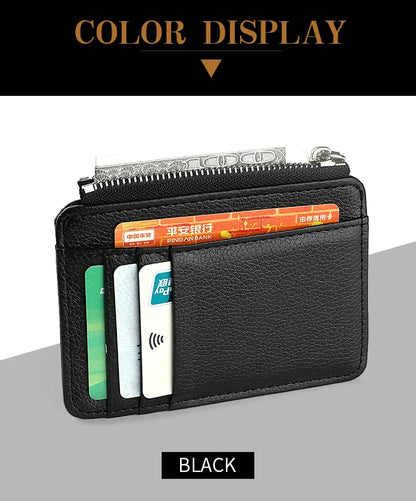 Mini Credit Card Wallet Id Card Holder Men's Small Wallet Thin Sleeve Zipper Short Coin Wallet