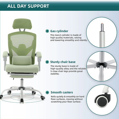 Ergonomic Reclining High Back Mesh Living Room Rocking Gaming Chair Computer Desk Swivel Rolling  Lumbar Support Pillow