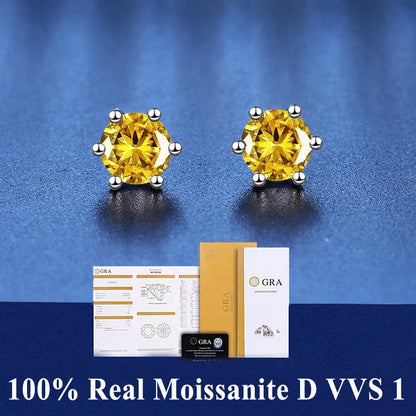Sterling Silver Moissanite Stud Earrings Certified D - Smarsty