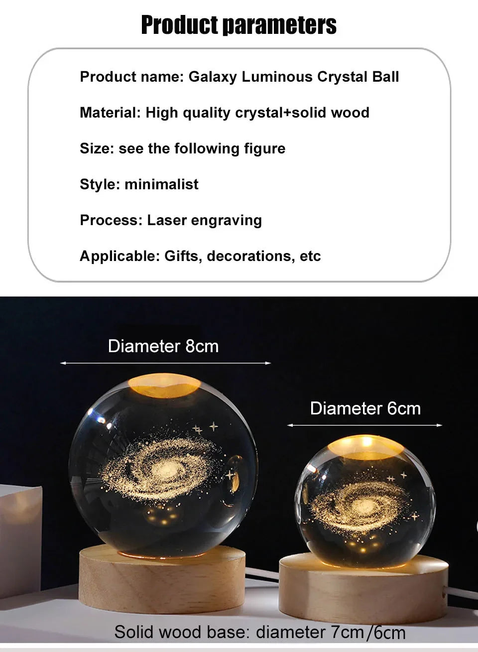 Galaxy Crystal Ball LED Night Light for Home Decor - Smarsty