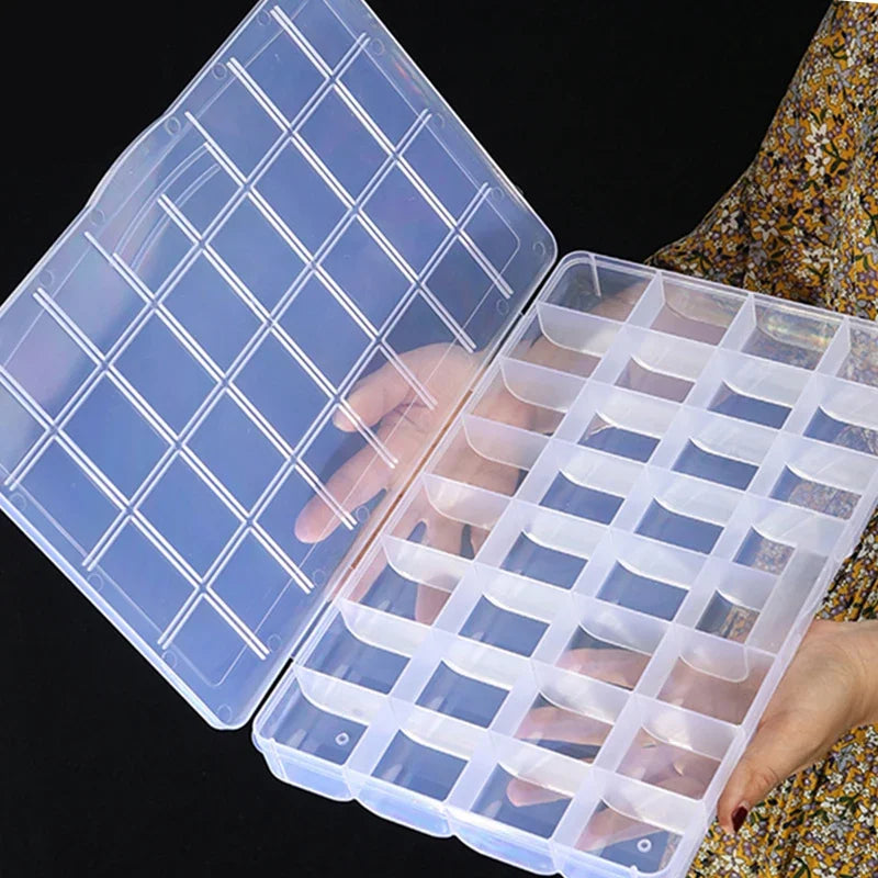 Transparent Plastic Jewelry Storage Box with Adjustable Compartments - Smarsty