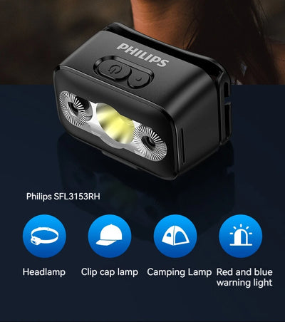 PHILIPS LED Headlamp Sensor Head Flashlight Ten Types of Lighting Type-C Rechargeable Headlight Outdoor Camping Fishing Lantern by Smarsty