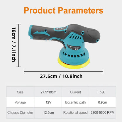 Cordless 12V Car Polisher With 5 Inch Pads For Waxing - Smarsty