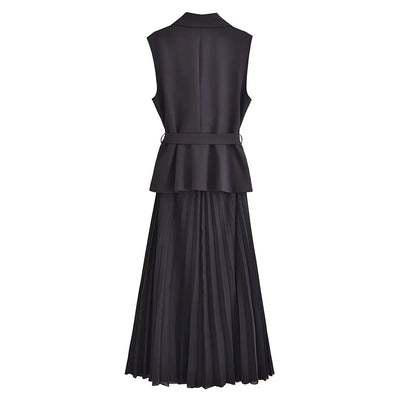 Corset Dress Women Pleated Vests Long Dresses for Women 2024 Sleeveless Office Party Dress Ruched Midi Evening Dresses - Smarsty