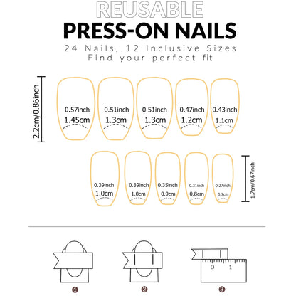 24PCS Pink French Fake Nails for Parties - Smarsty