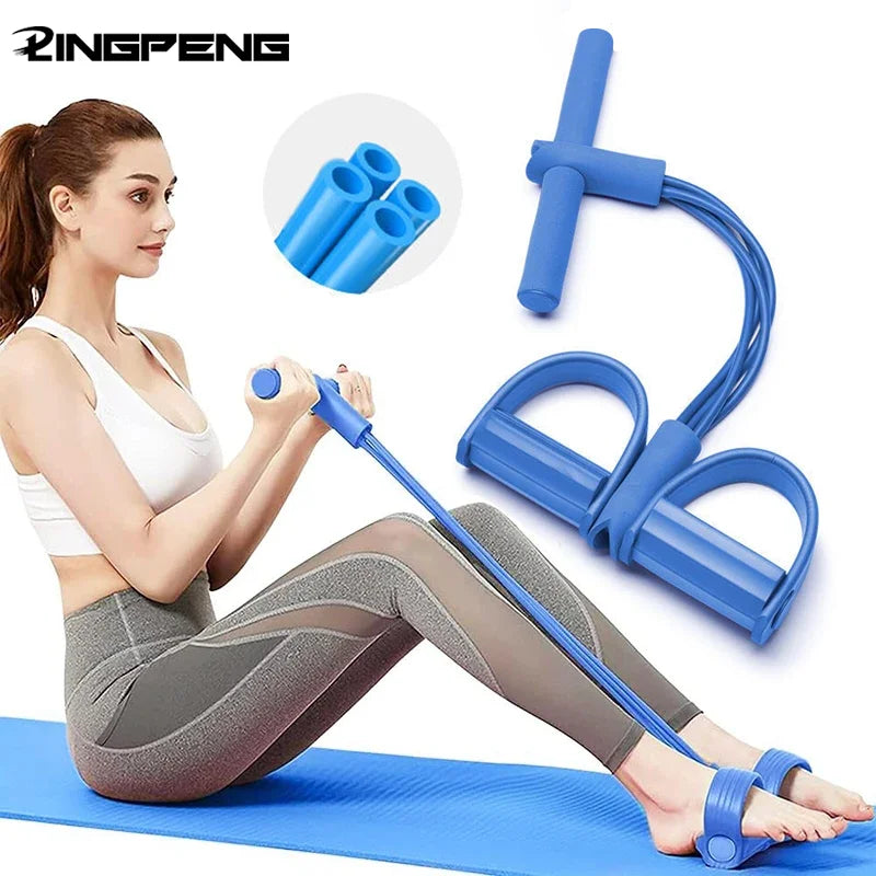 Multifunction Tension Rope 6-Tube Elastic Yoga Pedal Puller Resistance Band Tension Rope for Leg Stretching Slimming Training
