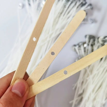 53pcs Candle Wicks Holder Waxed Cotton Candle Wicks Set with Stand Original Smokeless Candle Wicks Soy Oil Wax Core Woven Making - Smarsty