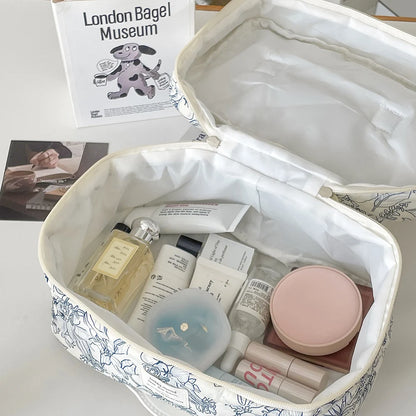 Wholesale Vintage Flower Women Cosmetic Bag Portable Zipper Makeup Travel Organizer Female Handbag Toiletry Quilting Pouch - Smarsty
