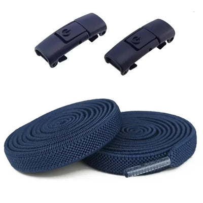 2Pairs Without Ties Elastic Laces No Tie Shoe Laces Press Lock Shoelaces Sneaker Kids Adult 8MM Widened Flat Shoelace for Shoes - Smarsty