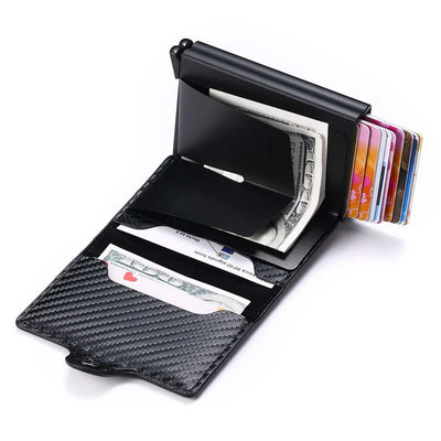 Rfid Men Card Wallets Carbon Fiber Slim Mini Wallet 14 Card Holders Small Money Bag Male Purses - Smarsty