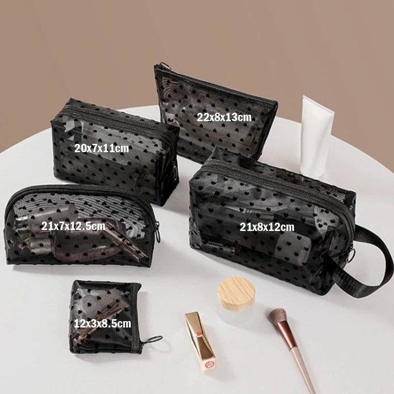 Transparent Mesh Makeup Bag with Lipstick Organizer - Smarsty