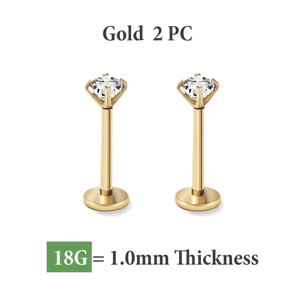 316L Stainless Steel Tiny CZ Cartilage Stud Earrings - Smarsty