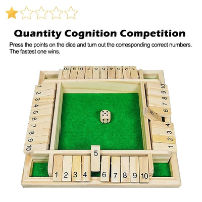 Wooden Dice Board Game Shut The Box for 4 Players Flaps & Dices Game Parent-children Interaction Family Entertainment by Smarsty