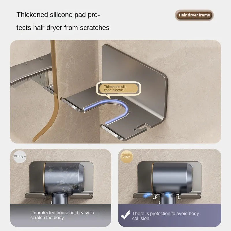Wall-Mounted Hair Dryer Holder for Space-Saving Storage - Smarsty