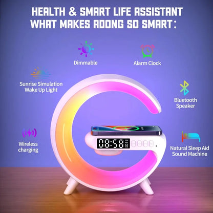 Wireless Charger Stand With Bluetooth Audio RGB Light - Smarsty