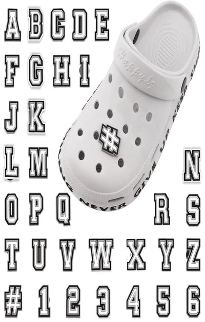 1 Pcs Letter Shoe Charms for Clog Sandals Shoe Decoration Number Alphabet Characters DIY Shoes Pins for Boy Girl Men Women - Smarsty