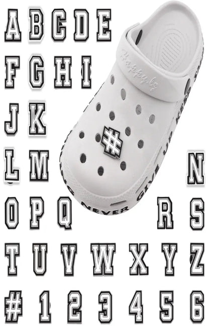 1 Pcs Letter Shoe Charms for Clog Sandals Shoe Decoration Number Alphabet Characters DIY Shoes Pins for Boy Girl Men Women