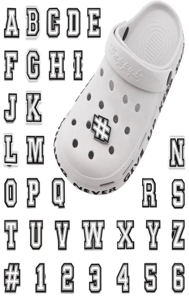 1 Pcs Letter Shoe Charms for Clog Sandals Shoe Decoration Number Alphabet Characters DIY Shoes Pins for Boy Girl Men Women