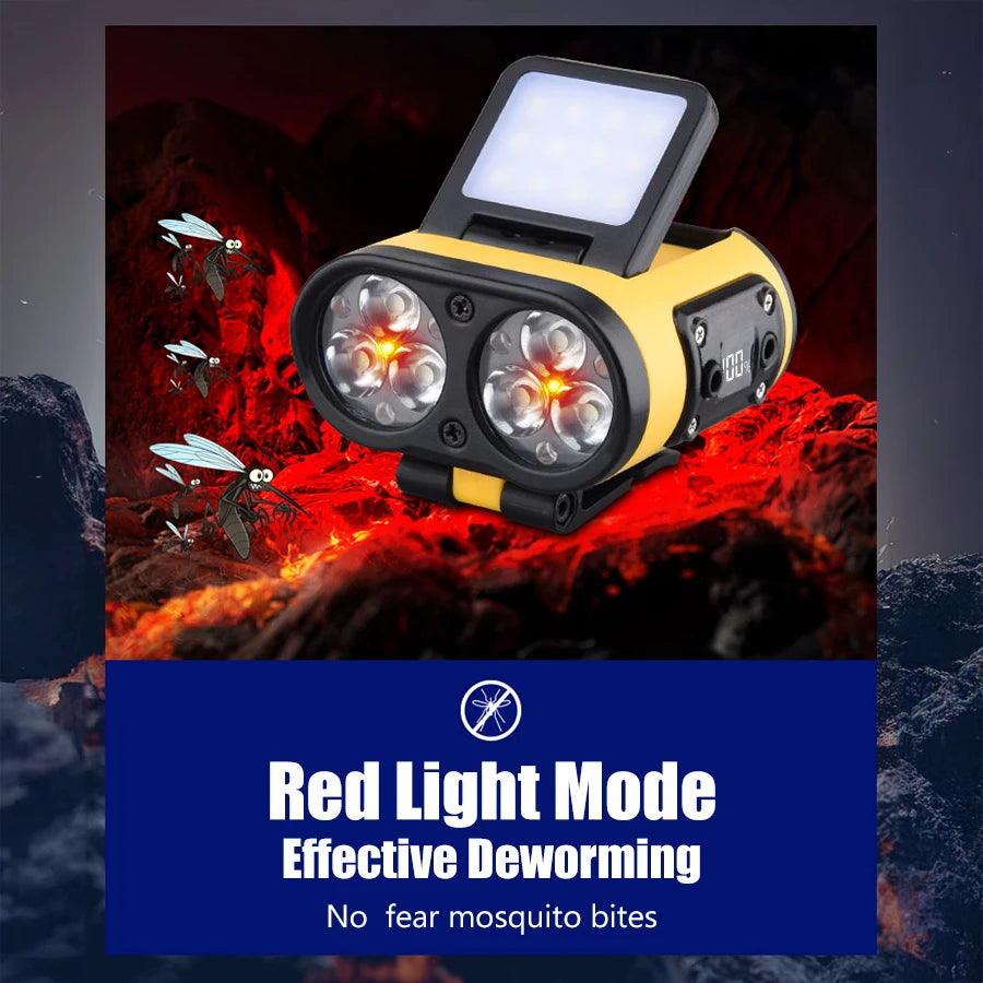 LED Headlamp Smart Sensor Cap Clip Light TPYE-C Rechargeable Flashlight With Power Display Riding Fishing Camping Outdoor Torch by Smarsty