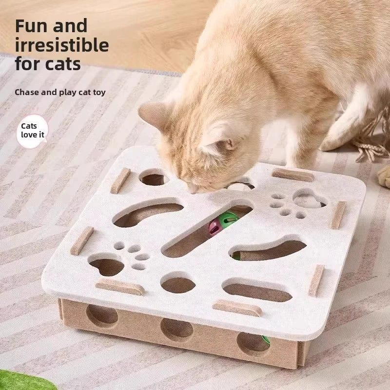 Cat Puzzle Toy Felt Puzzle Box Cat Exercise Toy With Ball Indoor Sports Entertainment Hunting Cat Toys For Indoor Cats - Smarsty