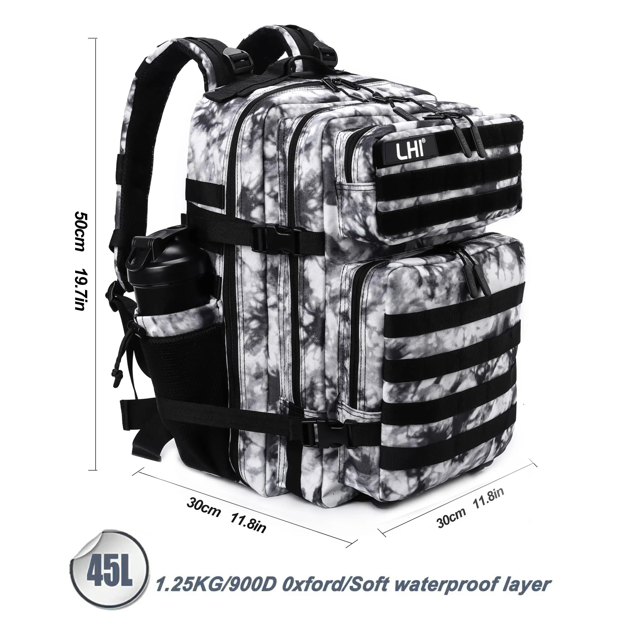 LHI 45L Tactical Backpack for Men and Women Large Athlete Gym Bag Outdoor Sports Hiking Survival Rucksack with Bottle Holder - Smarsty