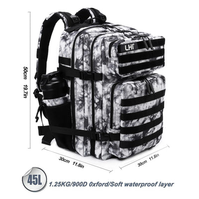 LHI 45L Tactical Backpack for Men and Women Large Athlete Gym Bag Outdoor Sports Hiking Survival Rucksack with Bottle Holder - Smarsty
