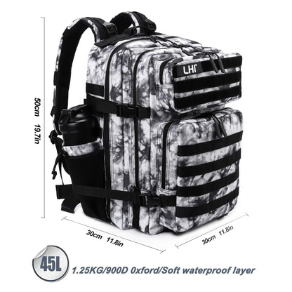 LHI 45L Tactical Backpack for Men and Women Large Athlete Gym Bag Outdoor Sports Hiking Survival Rucksack with Bottle Holder - Smarsty