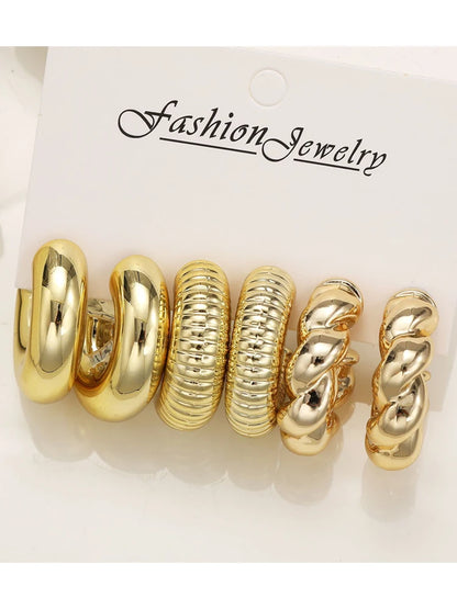 Classic Gold Drop Earrings 12pcs Set for Workplace Style - Smarsty
