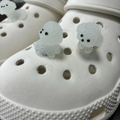 4Pcs/Set Luminescence 3D Cute Puppy Shoe Decoration Diy Shoes Charms Used For Clogs Sandals Perfect For Holiday Xmas Gifts