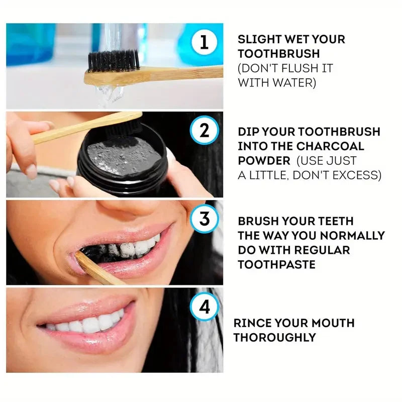 Bamboo Charcoal Teeth Whitening Powder - Natural Whitening and Deep Cleaning for Men and Women, Fresh Breath Daily Use Toothpaste, 1 Piece - Smarsty