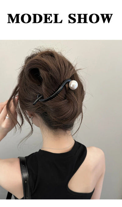 Twist Hair Clip with Imitation Pearl Design for Women - Smarsty
