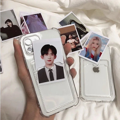 Smarsty Soft Card Holder Phone Case Clear Bumper For iPhone -