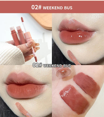 Double Ended Matte Lip Gloss Moisturizing Velvet Texture - Smarsty