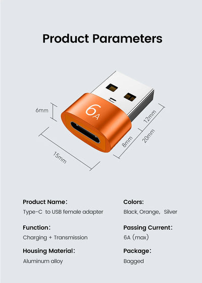 10A OTG USB 3.0 To Type C Adapter USB Female To Type c Male Fast Charging adadpter OTG USB C For Xiaomi Samsung Laptop PC - Smarsty